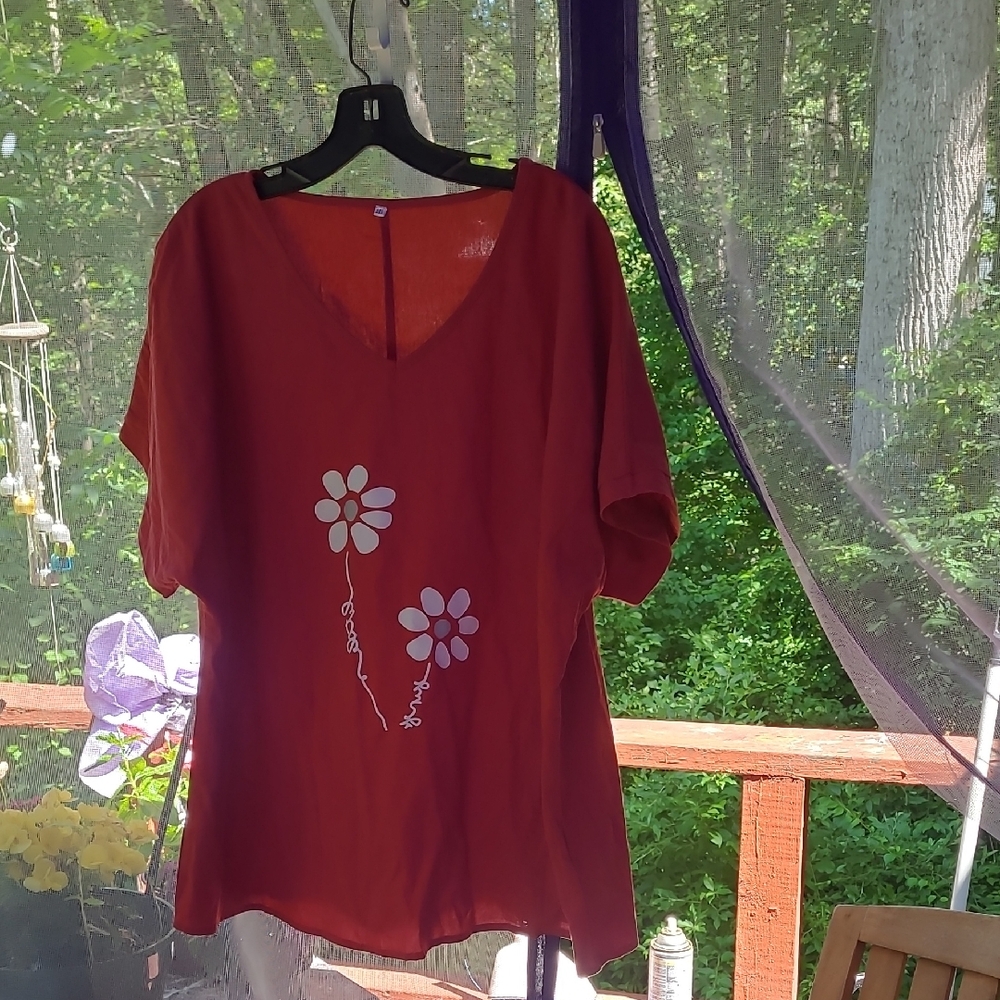 Red Floral Women's Top